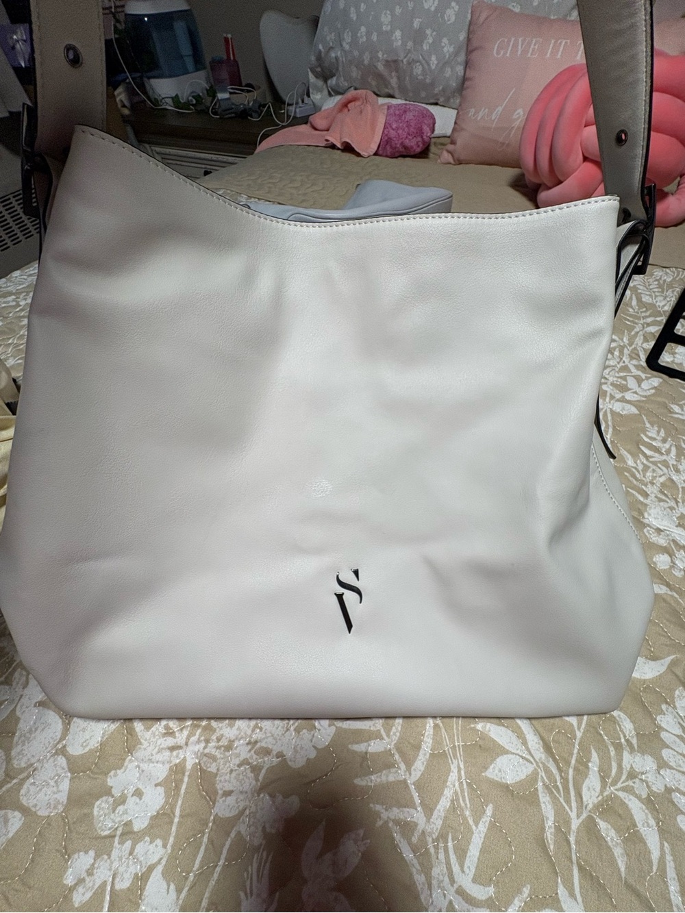 Simply Vera Soft Cream Leather Tote Bag